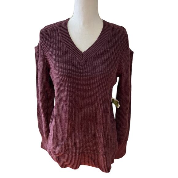 Lucy & Laurel Waffle Knit Sweater Plum M - Picture 1 of 7